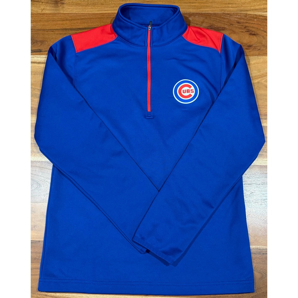 Chicago Cubs MLB Genuine Merchandise Mens Small Blue Red Quarter Zip Pullover